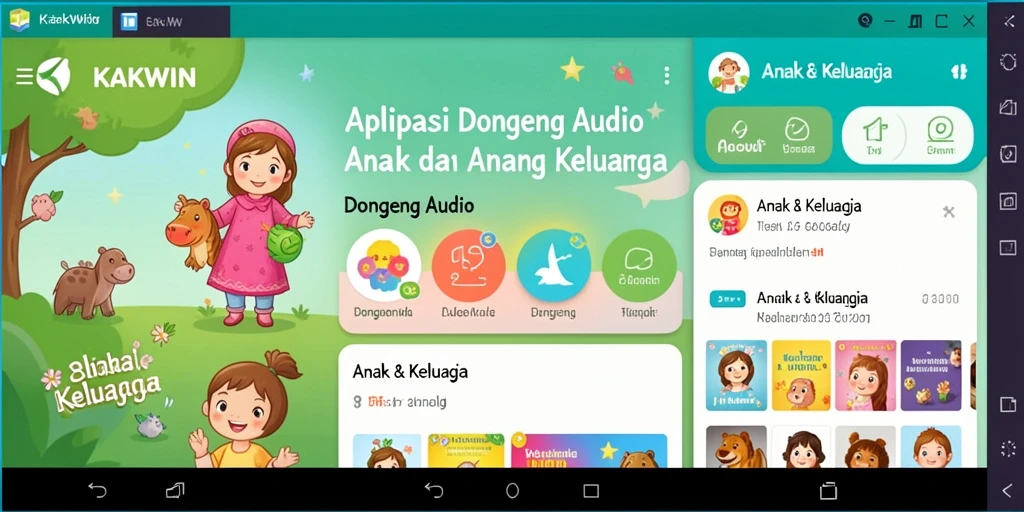 Tampilan antarmuka aplikasi KAKWIN yang ramah anak.