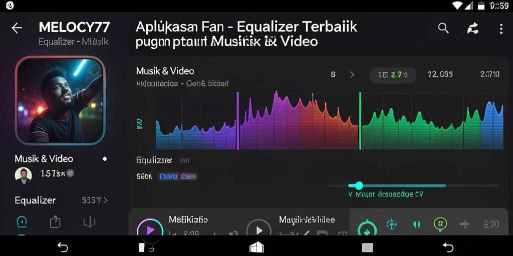 Antarmuka MELODY77 menampilkan kontrol Equalizer yang intuitif dan menarik.