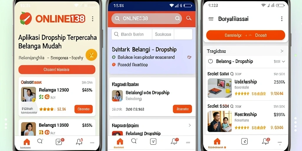 Antarmuka aplikasi dengan fitur Dropship yang intuitif dan mudah digunakan.